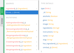 Drink type definition, graphql schema